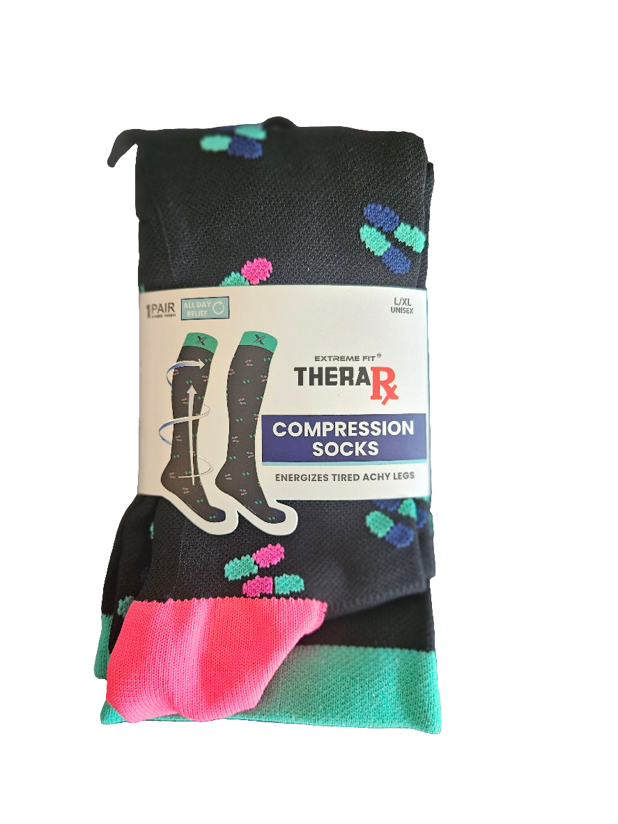 THERA RX NURSE INSPIRED COMPRESSION SOCKS - 3 ASST STYLES: L/XL