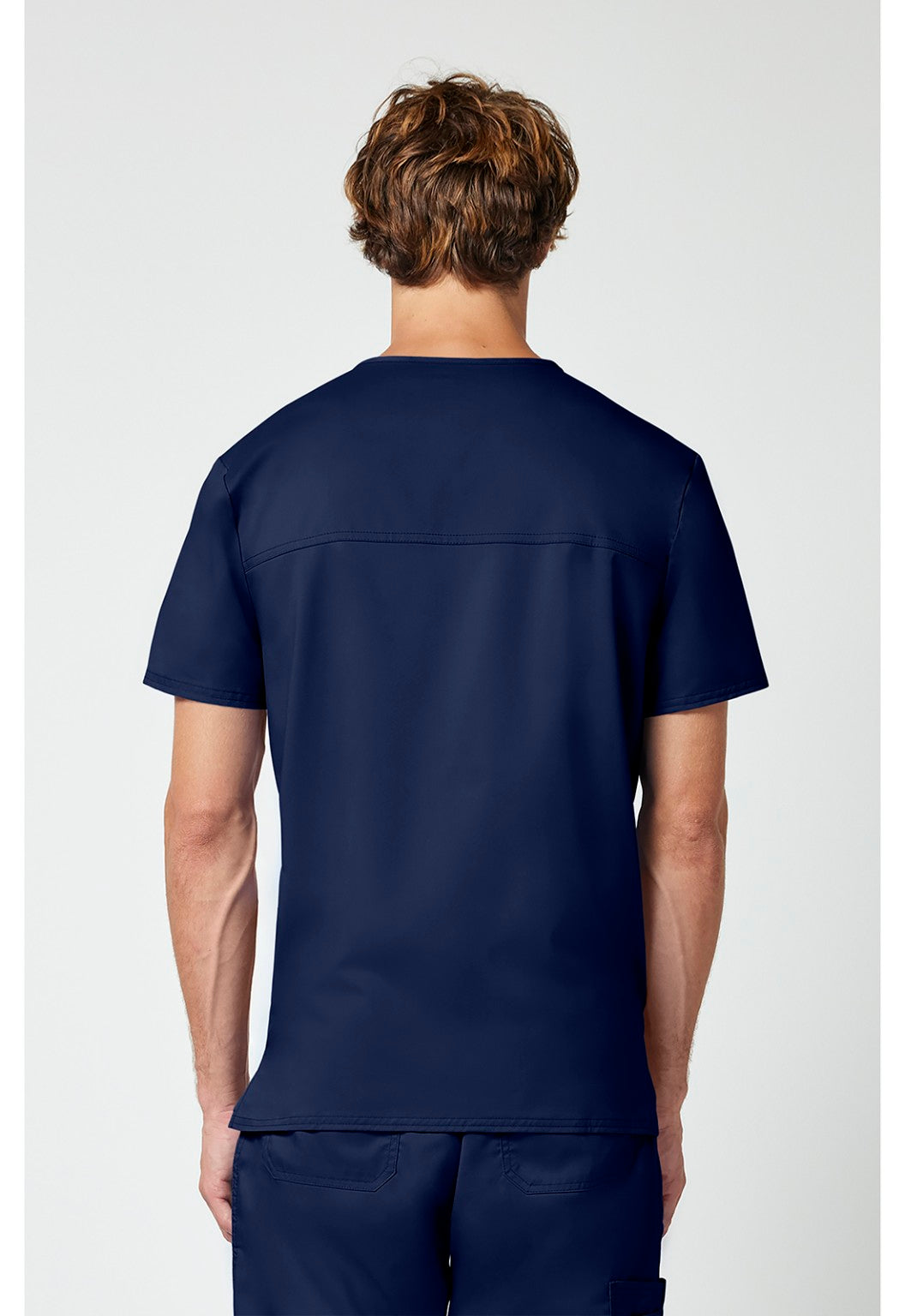 Cherokee WW670 Navy V-neck men's scrub top back view