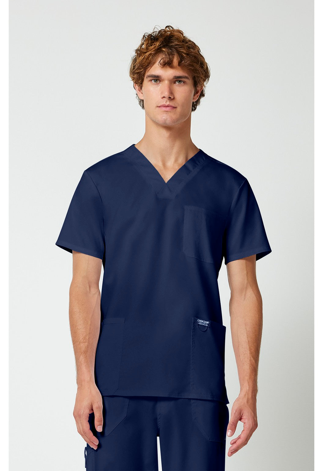 Cherokee Workwear Revolution men's WW670 Navy V-neck scrub top front