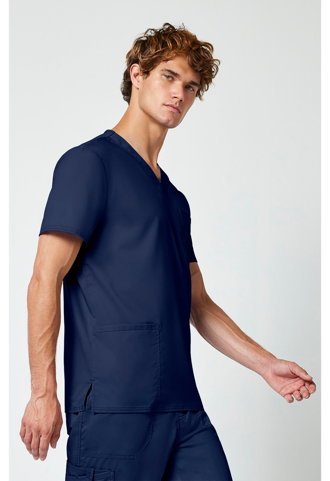 Cherokee WW670 Navy V-neck men's scrub top right side view