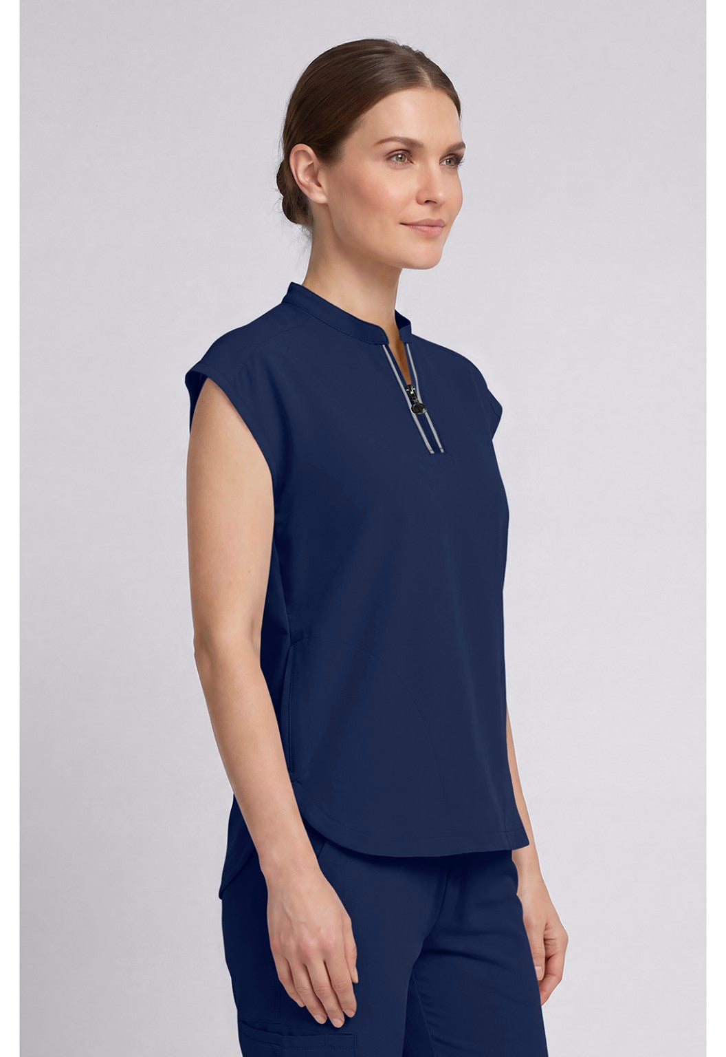 Healing Hands 360 Sandy scrub top Navy side view