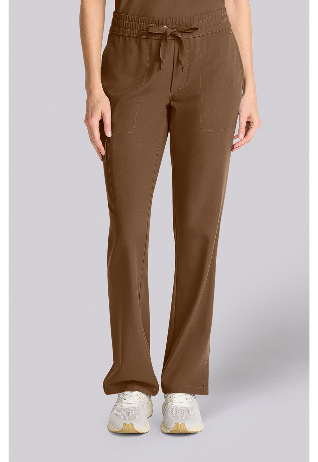 Healing Hands QUEST Brandy French Brown straight leg scrub pants front view