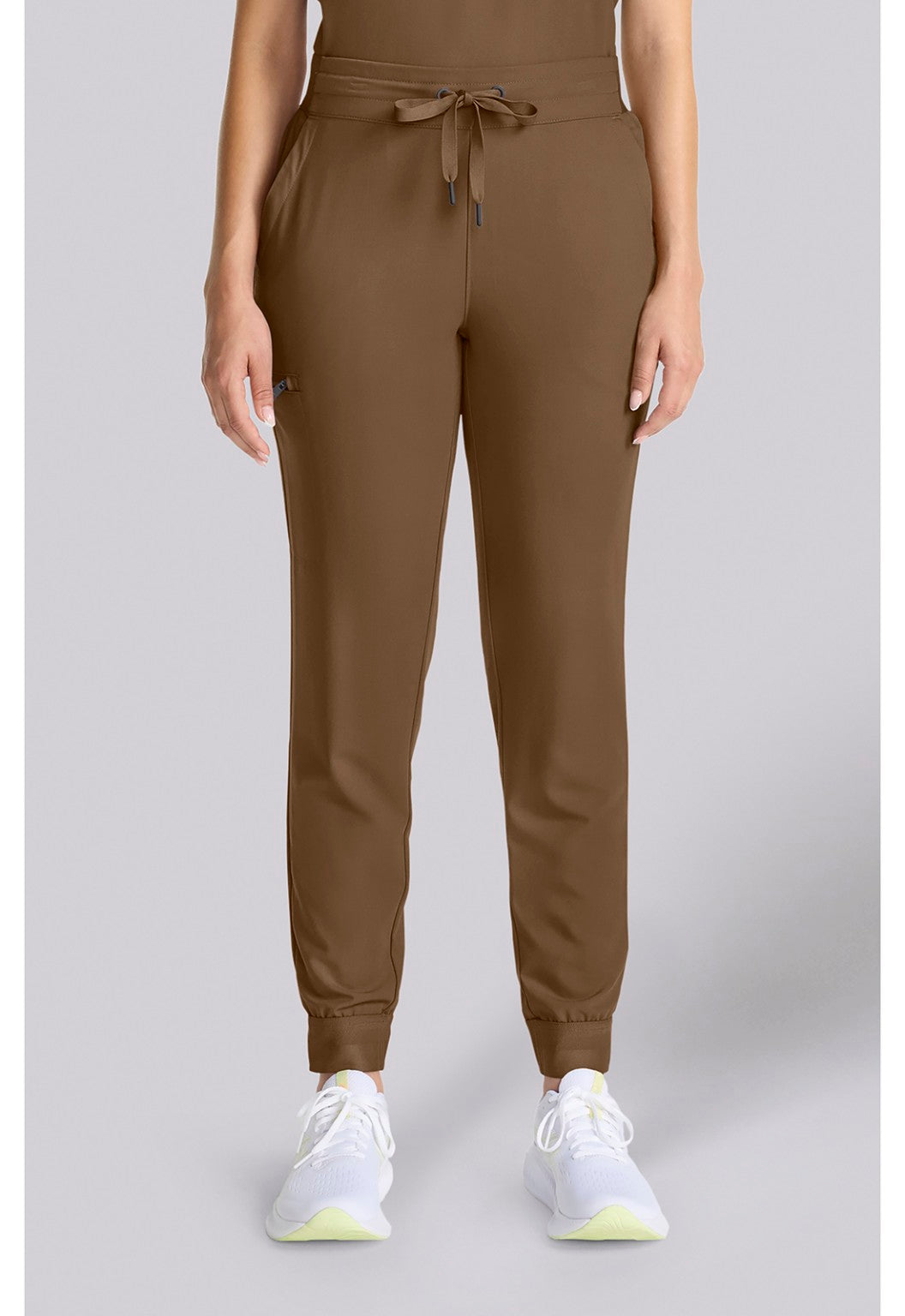 Healing Hands QUEST Bekah French Brown jogger scrub pants front