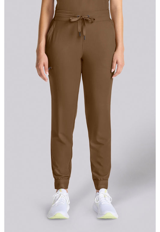 Healing Hands QUEST Bekah French Brown jogger scrub pants front