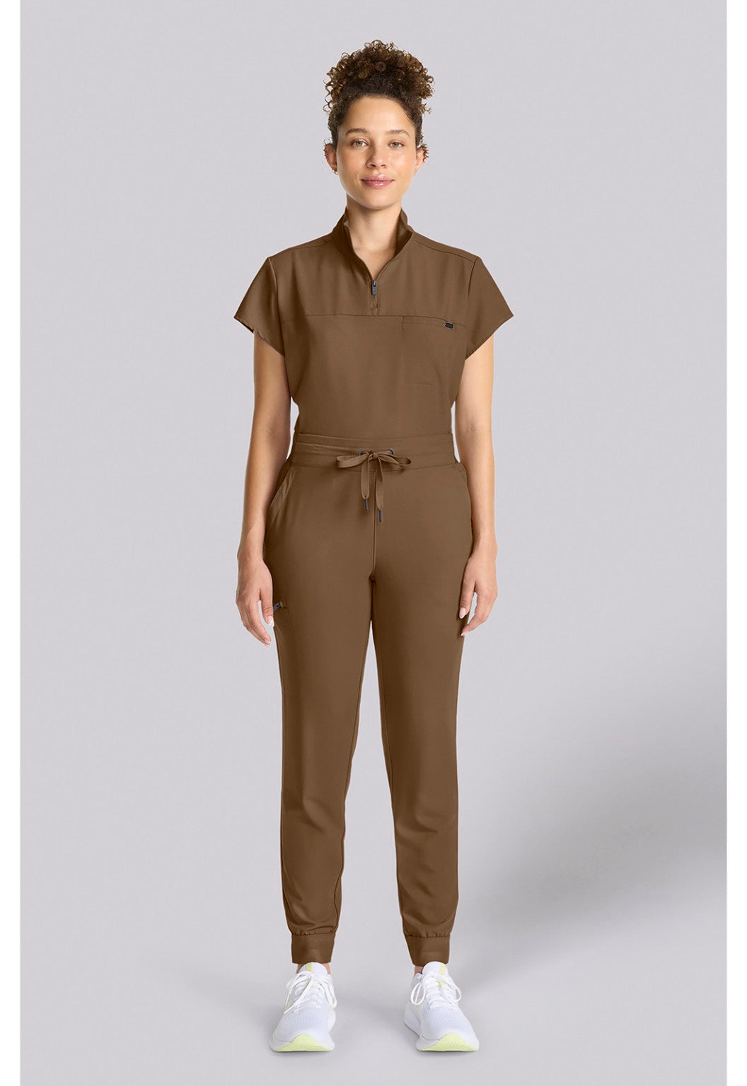 Healing Hands QUEST Bekah jogger pants with matching Bella top in French Brown