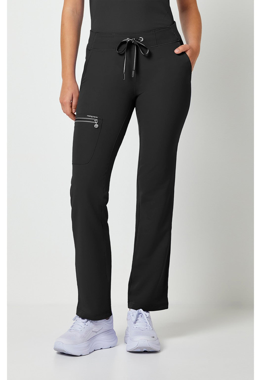 Healing Hands 360 Nisha Black scrub pants front view