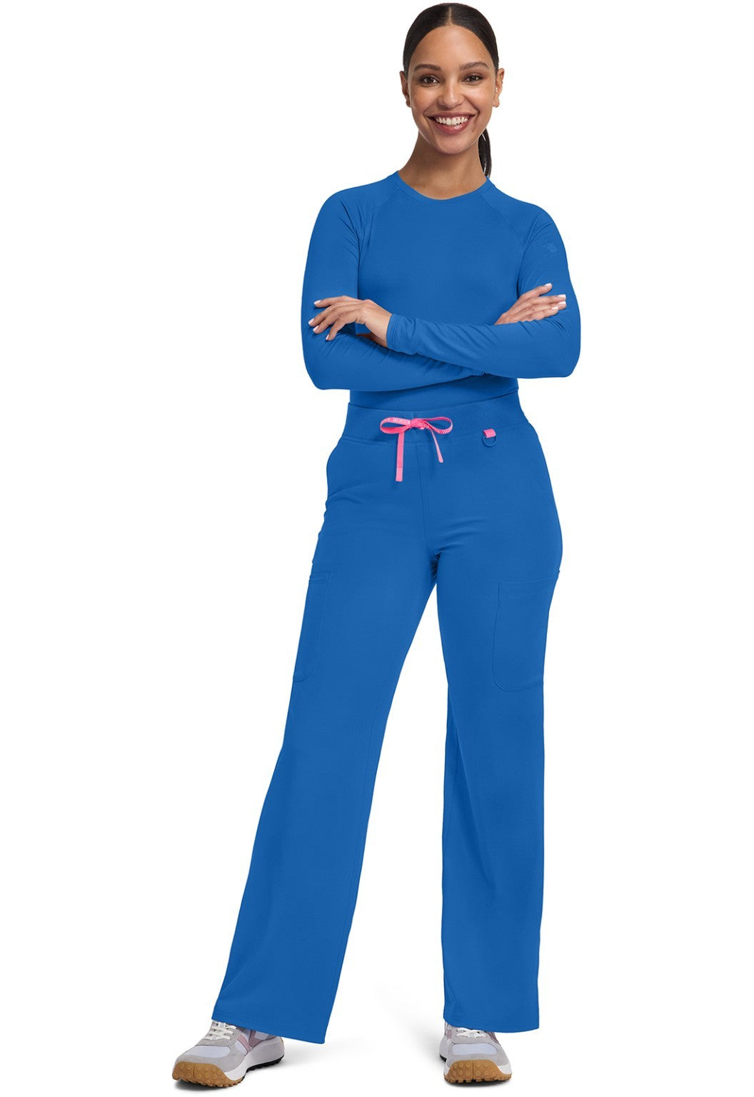 Med Couture Amp Women's 5-Pocket Stretch High-Rise Wide Leg Cargo Scrub Pant