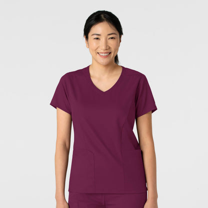 Wink Boundless Women's 2-Pocket V-Neck Scrub Top, Wine, S
