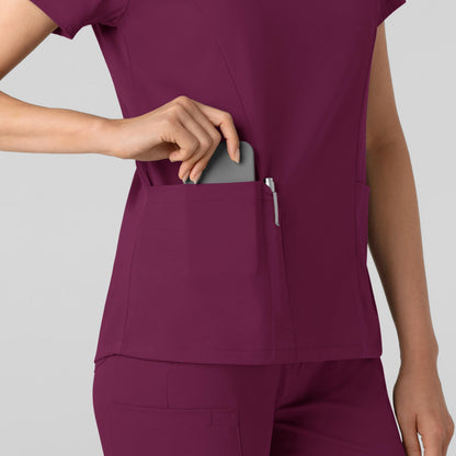 Wink Boundless Women's 2-Pocket V-Neck Scrub Top, Wine, S