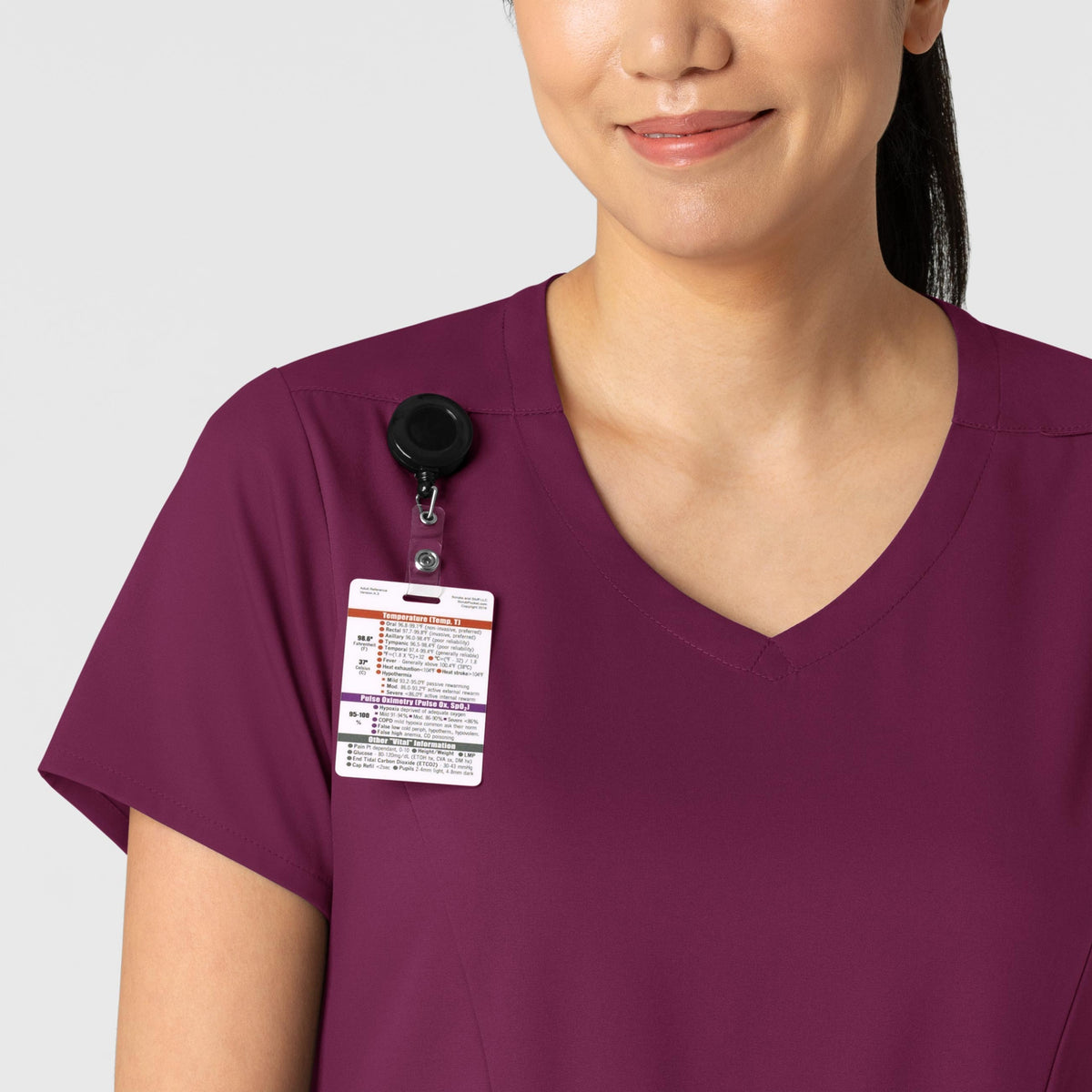 Wink Boundless Women's 2-Pocket V-Neck Scrub Top, Wine, S