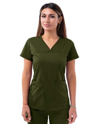 Blusa médica con escote en V y escote en forma de corazón para mujer de Adar, colección Pro, estilo: P4210