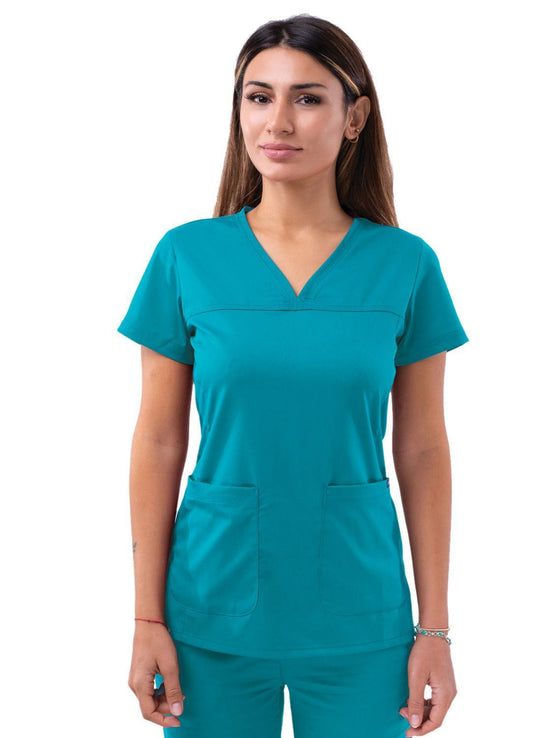 Blusa médica con escote en V y escote en forma de corazón para mujer de Adar, colección Pro, estilo: P4210