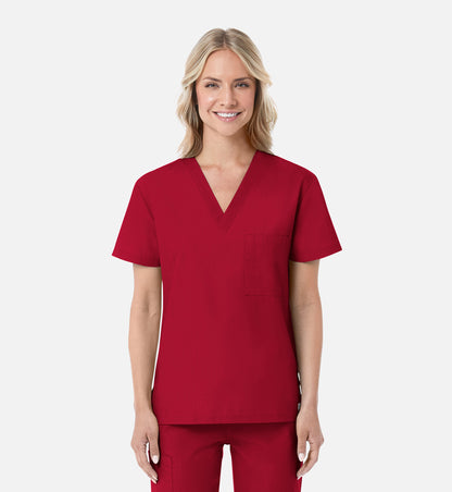 Maevn Unisex V-Neck Scrub Top – Red Panda